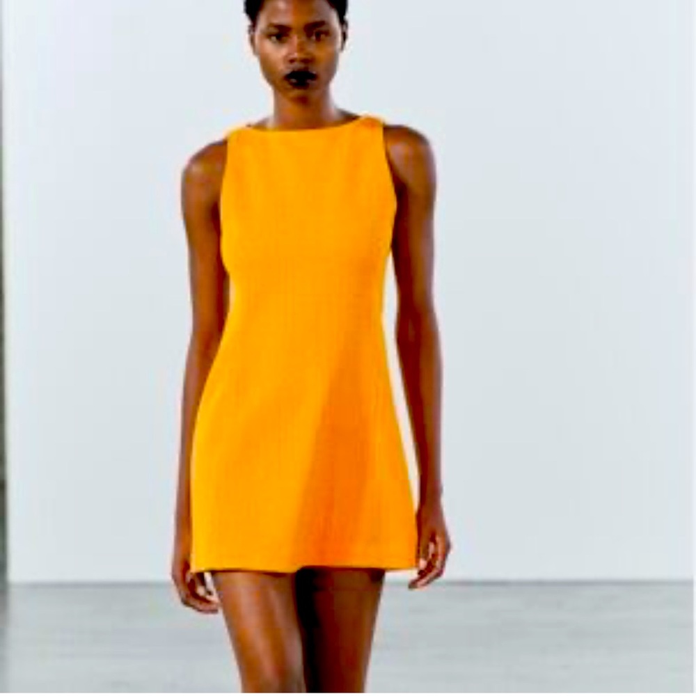 Zara Vibrant Orange Sleeveless Dress